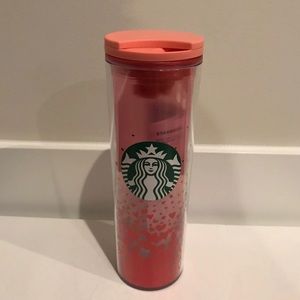 ❤️NEW💗Starbucks Pink & Red Hearts Foil Ombre Gradient Water Bottle Tumbler
